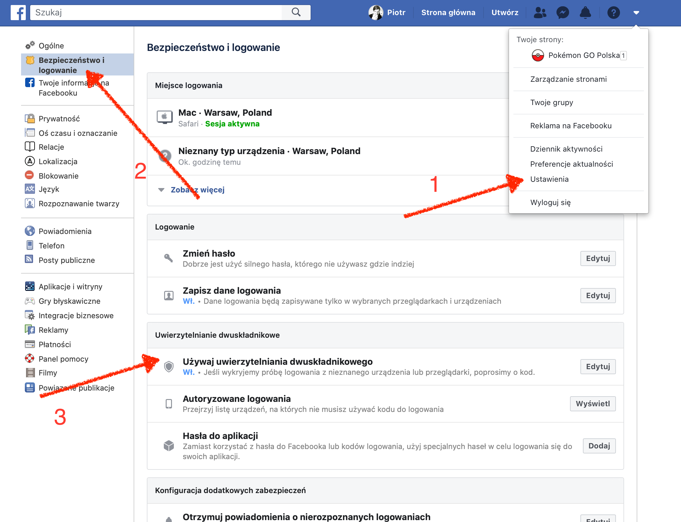 facebook uwierzytelnianie dwuskadnikowe weryfikacja dwuetapowa 