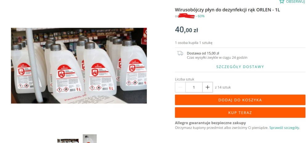 orlen płyn do dezynfekcji rąk cena 