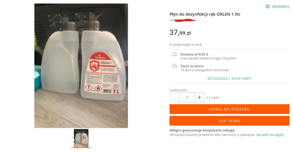 orlen płyn do dezynfekcji rąk cena 