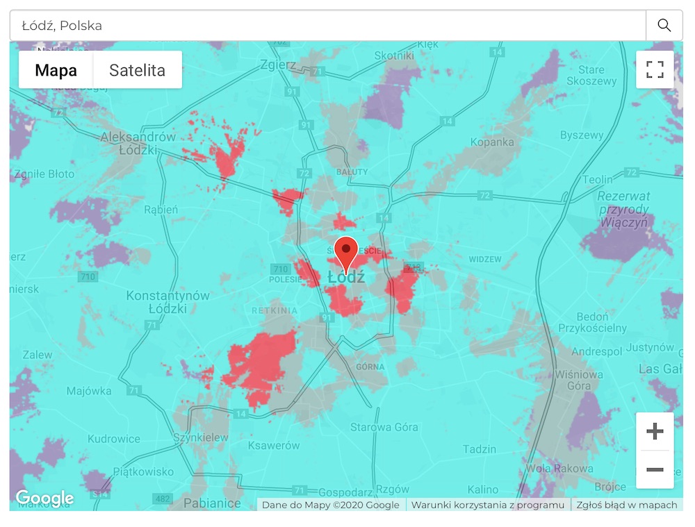 plus 5G mapa zasiegu 2 lodz 