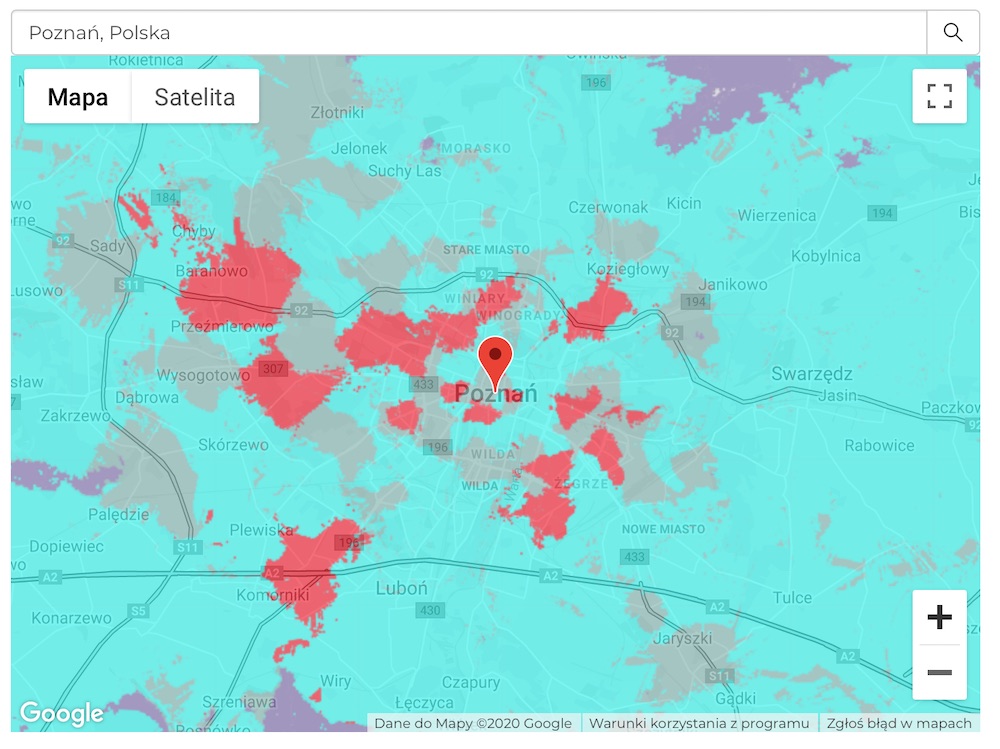 plus 5G mapa zasiegu 4 poznan 