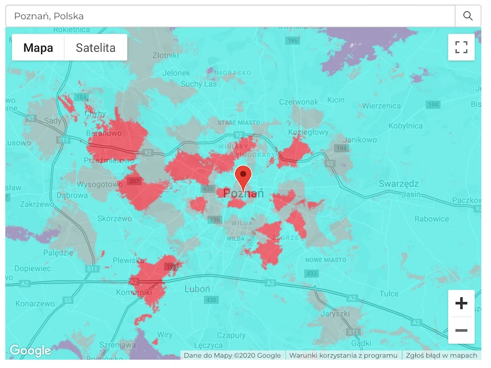 plus 5G mapa zasiegu 4 poznan