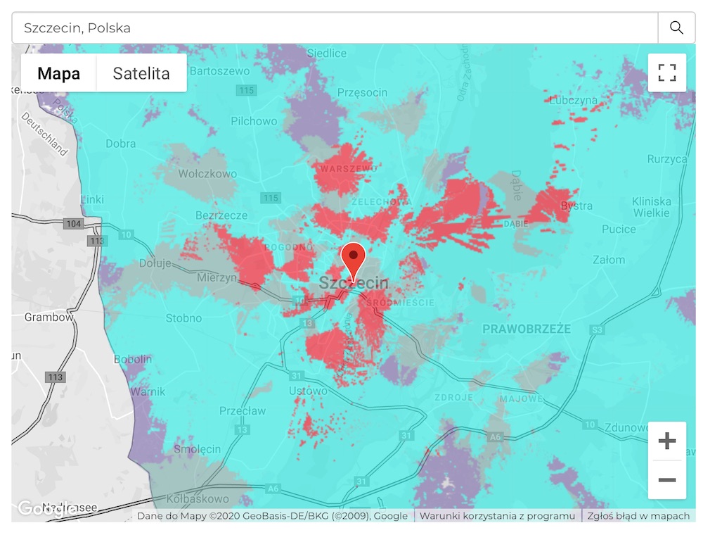 plus 5G mapa zasiegu 5 szczecin 