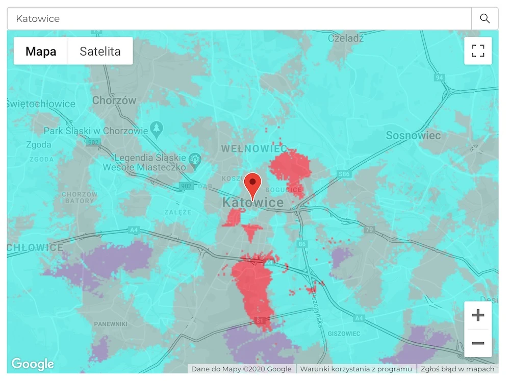 plus 5G mapa zasiegu 7 katowice