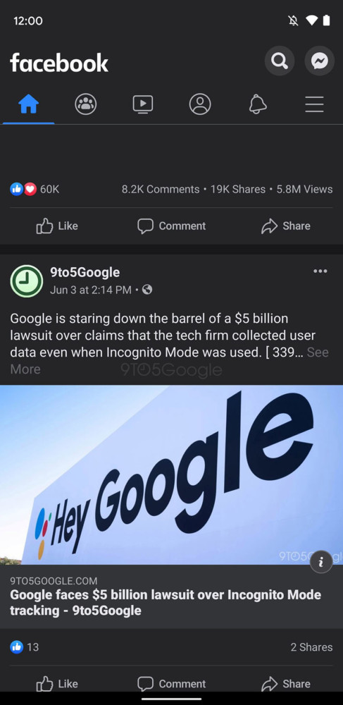 facebook ciemny motyw android 