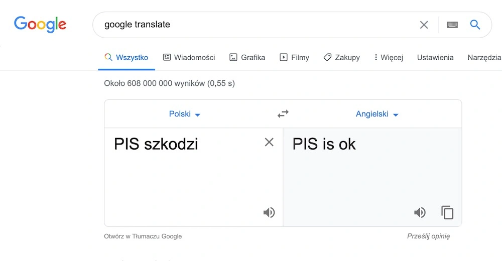 Google translate 2 Pis szkodzi is ok class="wp-image-1208743" 