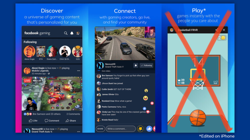 facebook gaming app store iPhone iOS