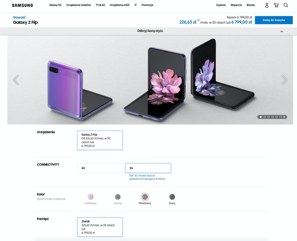 Samsung Galaxy Z Flip 5G polska cena class="wp-image-1325401"