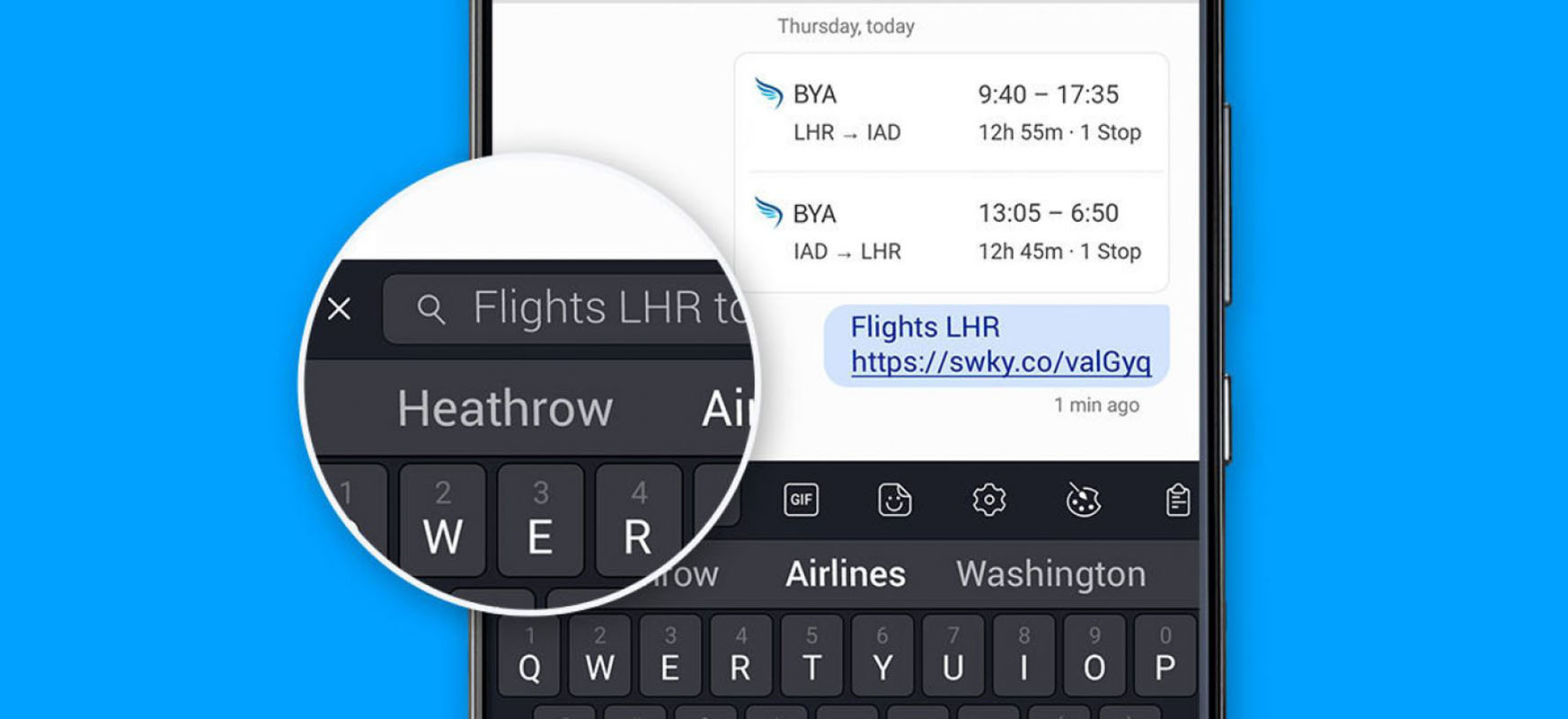 swiftkey spacja kursor
