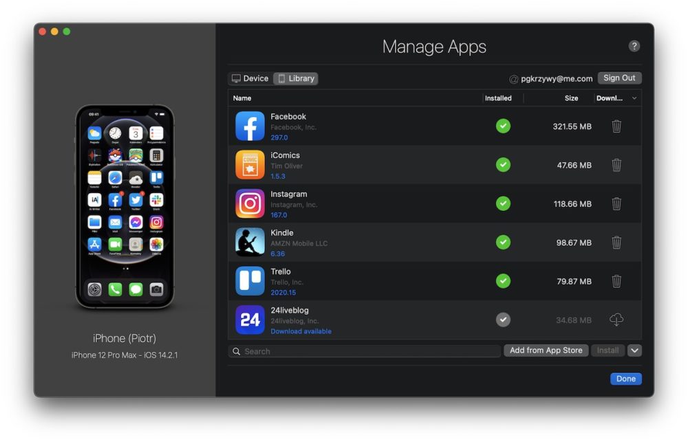 iMazing macOS aplikacje IPA podpisane