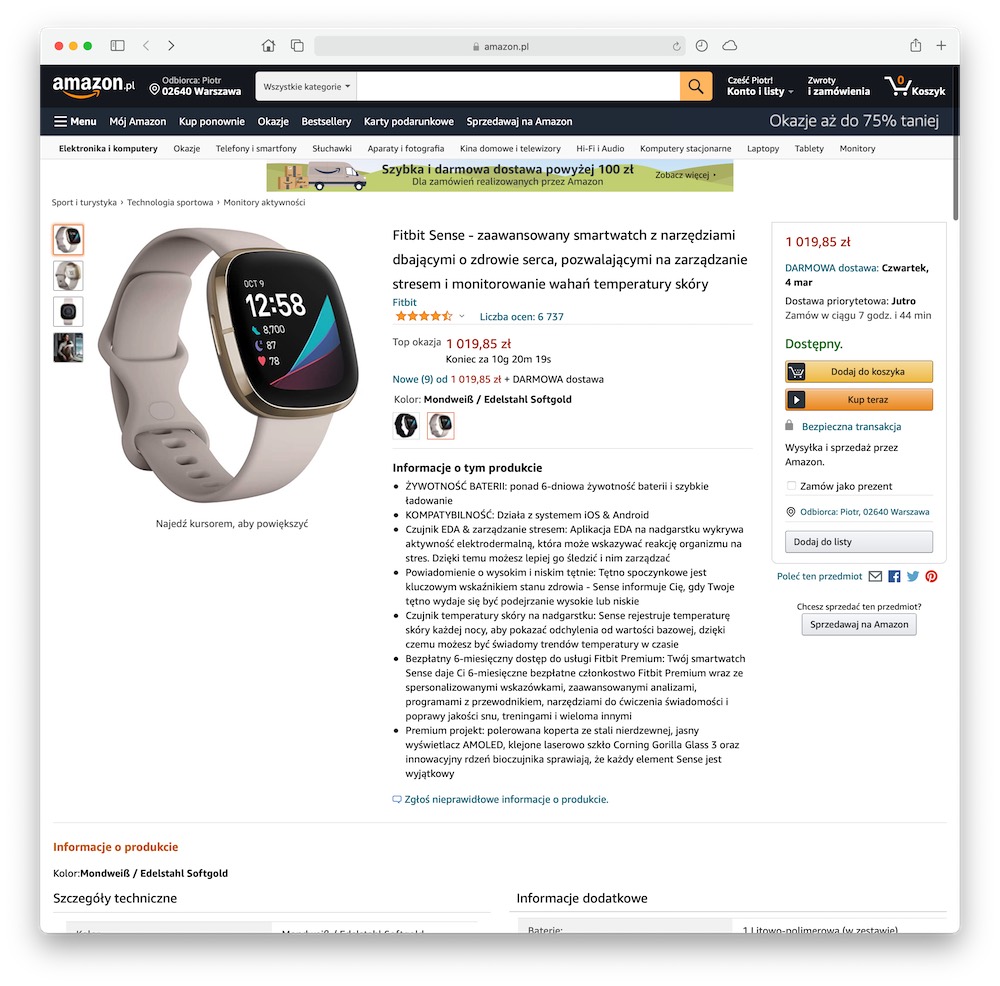 amazon polska pl promocje 3 fitbit sense class="wp-image-1614749"