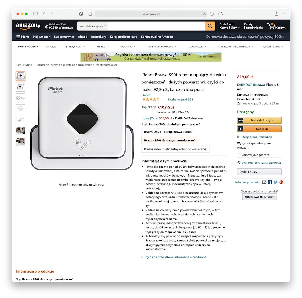 amazon polska pl promocje 8 robot irobot braava 390t class="wp-image-1614734"