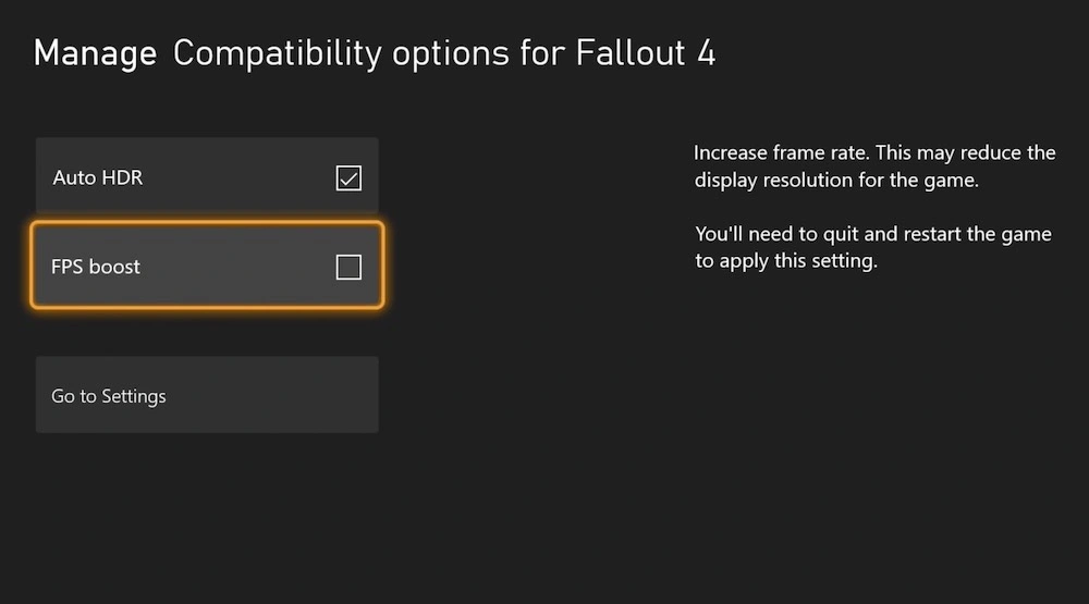fps boost xbox series x s bethesda fallout 4