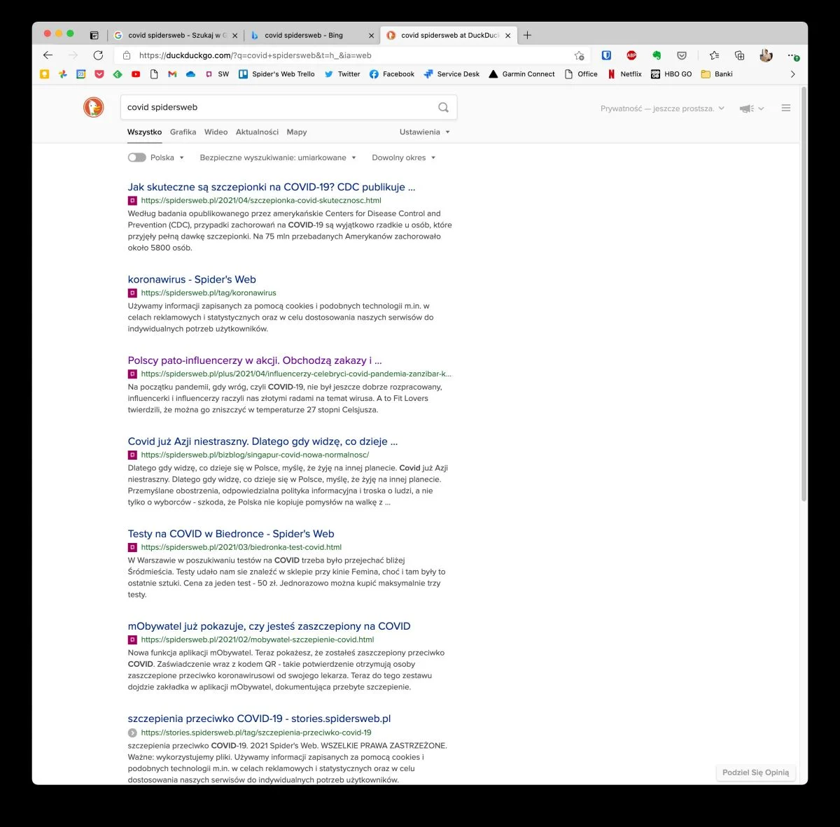 DuckDuckGo funkcje. 
