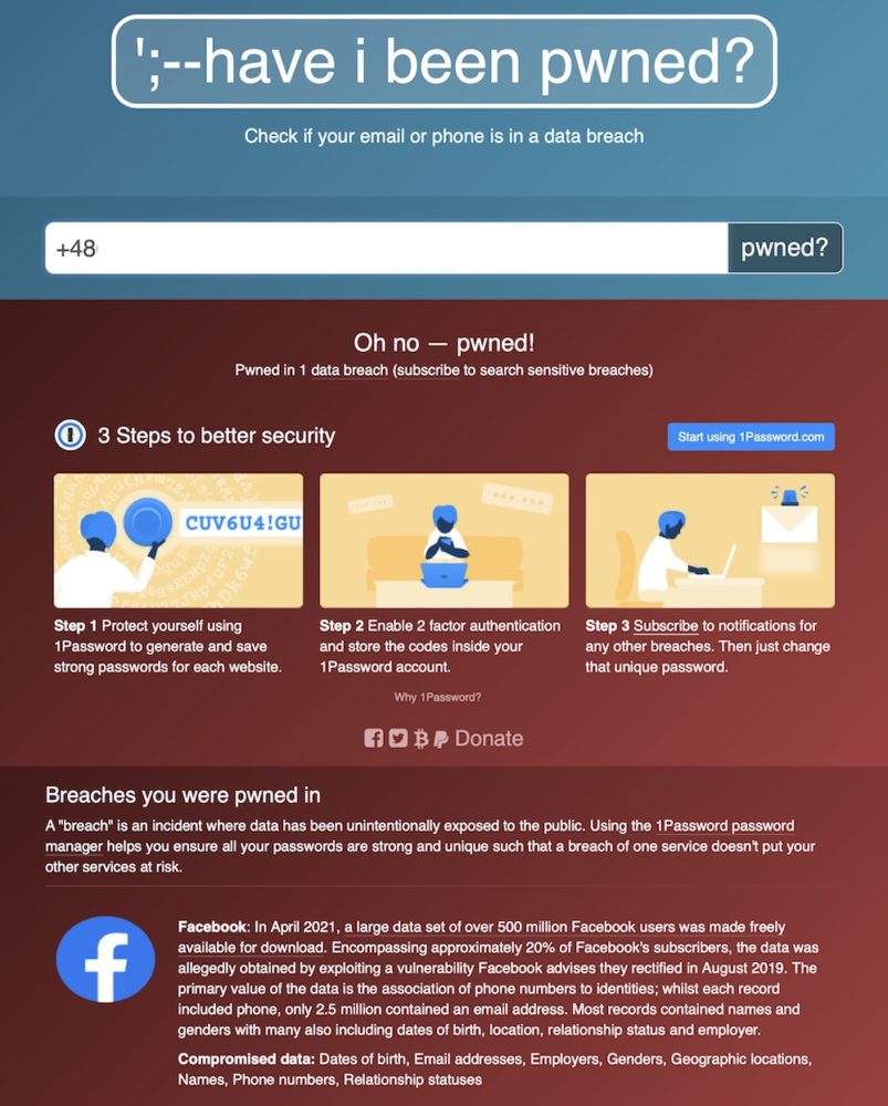 haveibeenpwned facebook wyciek numery telefonow class="wp-image-1654545"