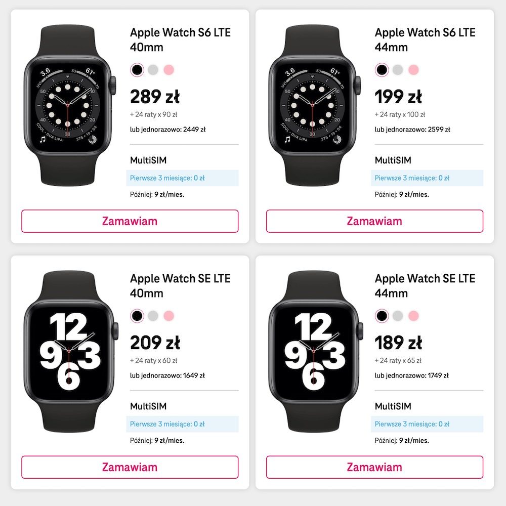 apple watch series 6 se t-mobile lte esim ceny 