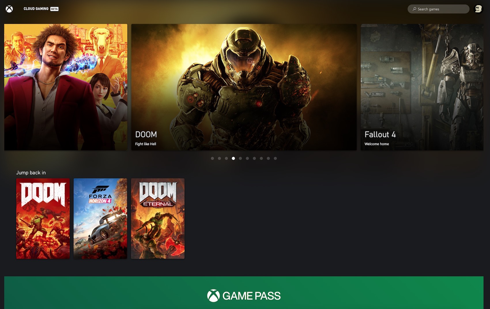 Xbox Cloud Gaming w przeglądarce Safari na MacBooku Pro. class="wp-image-1765347"