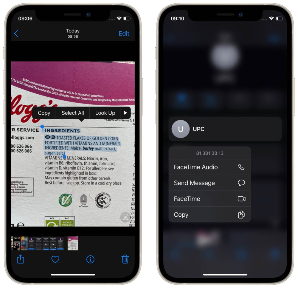 iOS 15 - tekst na żywo w aplikacji Zdjęcia