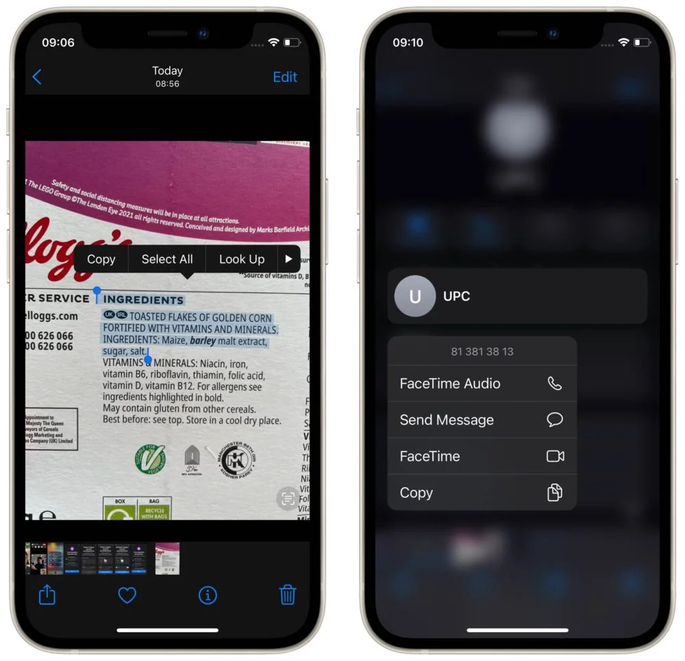 iOS 15 - tekst na żywo w aplikacji Zdjęcia