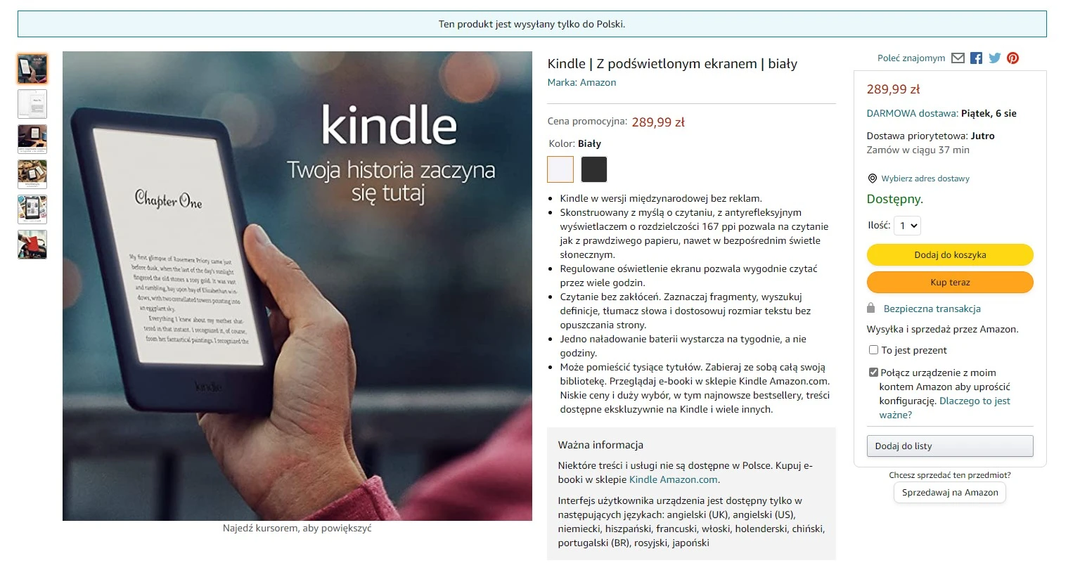 Kindle 10 w promocji na Amazon.pl class="wp-image-1811815" 