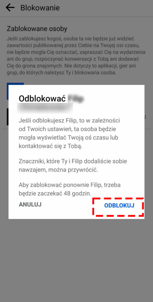 Jak odblokować kogoś na Facebooku?