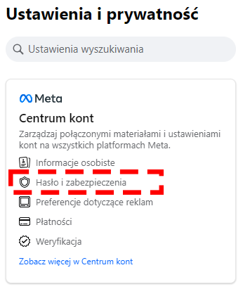 <strong>Jak zmienić hasło na Facebooku na komputerze?</strong> Wybierz opcję "Hasło i zabezpieczenia"