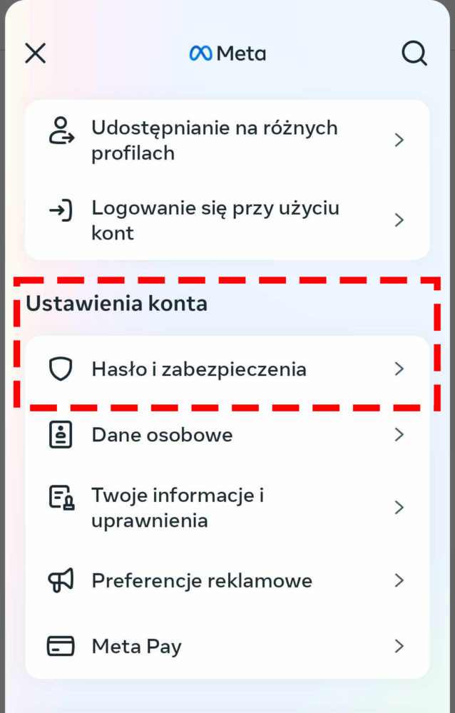 Zmiana hasła na FB, gdy nie pamiętasz obecnego hasła. Przejdź do "Hasło i zabezpieczenia