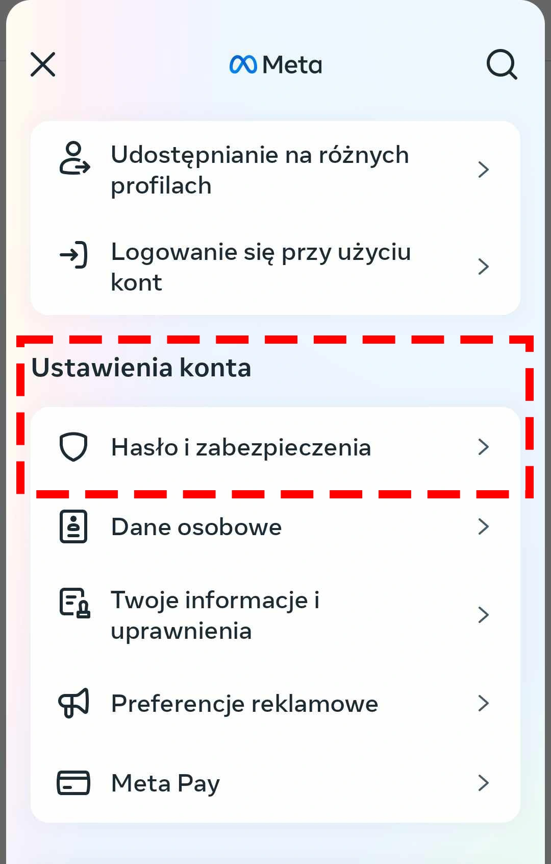 Zmiana hasła na FB, gdy nie pamiętasz obecnego hasła. Przejdź do "Hasło i zabezpieczenia