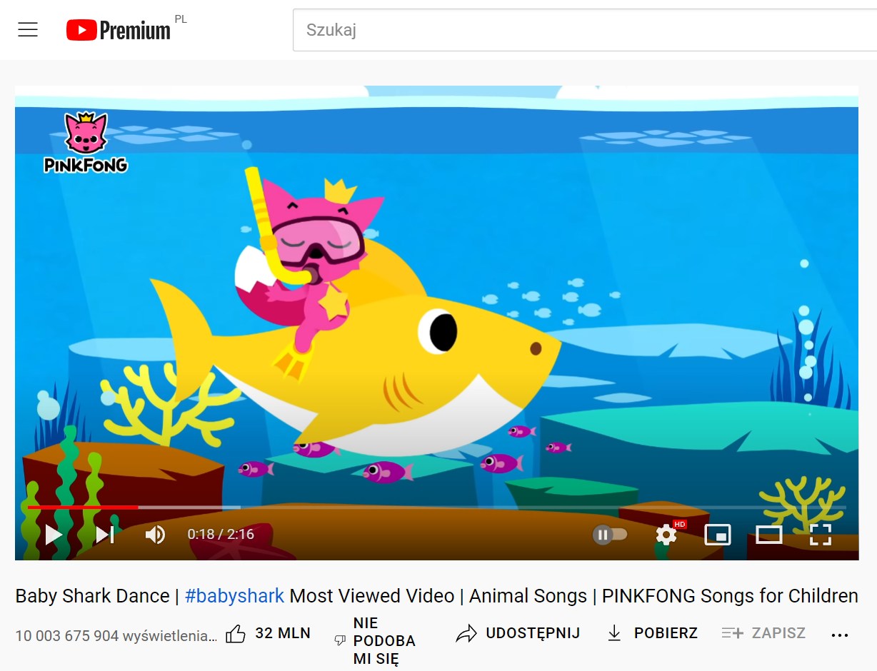 Baby Shark - najpopularniejsze wideo w historii YouTube