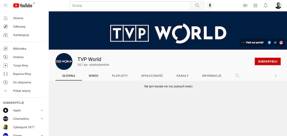 tvp world gdzie ogladac na zywo live kanal youtube nie dziala 1