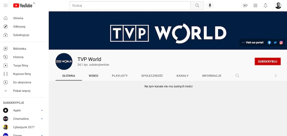tvp world gdzie ogladac na zywo live kanal youtube nie dziala 1