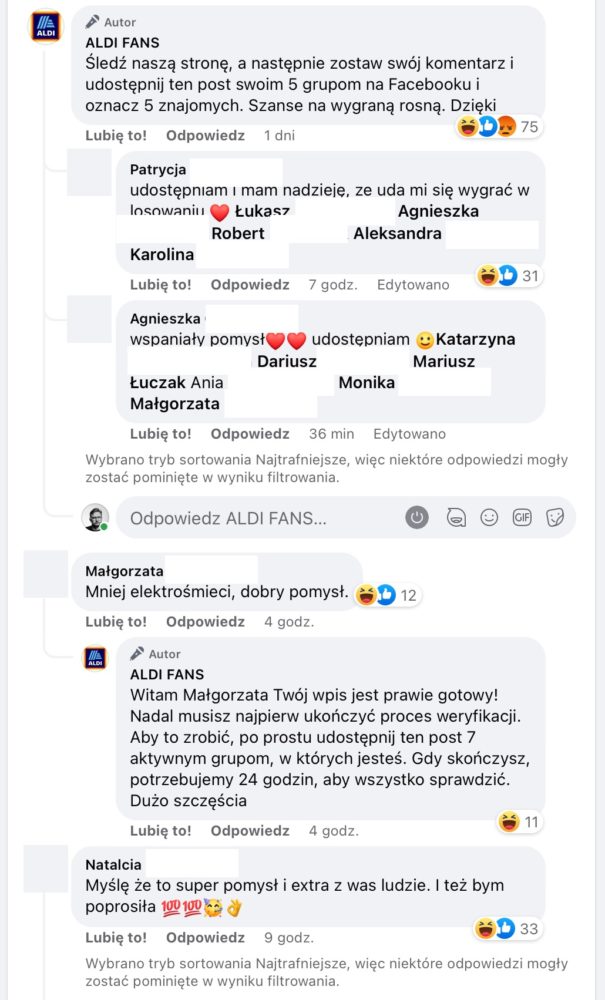 aldi fans facebook darmowe telewizory oszustwo scam