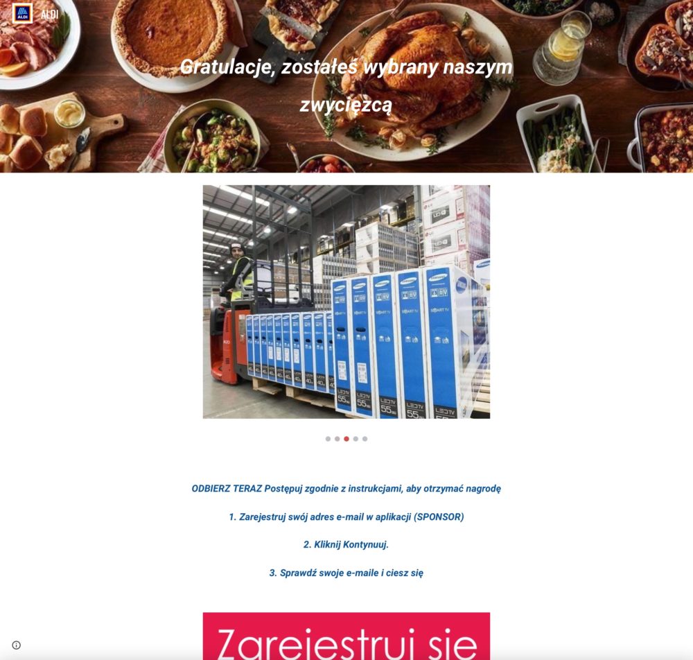 aldi fans facebook darmowe telewizory oszustwo scam