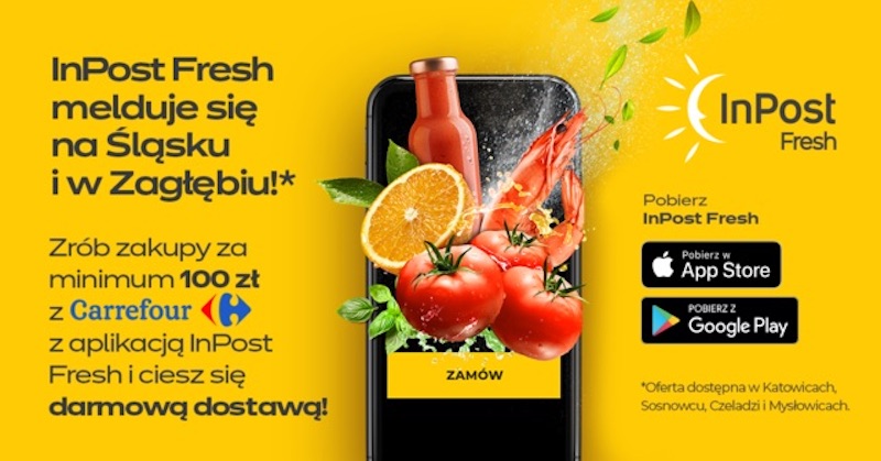 Promocja na start InPost Fresh w Katowicach, Sosnowcu, Czeladzi i Mysłowicach, czyli darmowa dostawa zakupów z Carrefoura