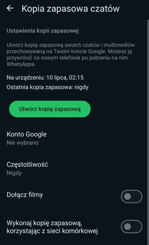 Jak odzyskać stare wiadomości z WhatsApp? Kopia zapasowa w chmurze