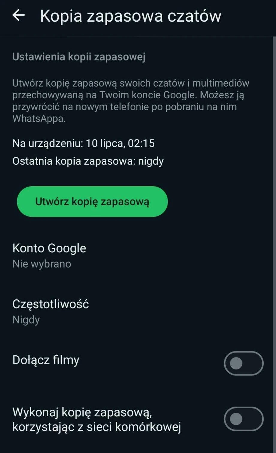 Jak odzyskać stare wiadomości z WhatsApp? Kopia zapasowa w chmurze