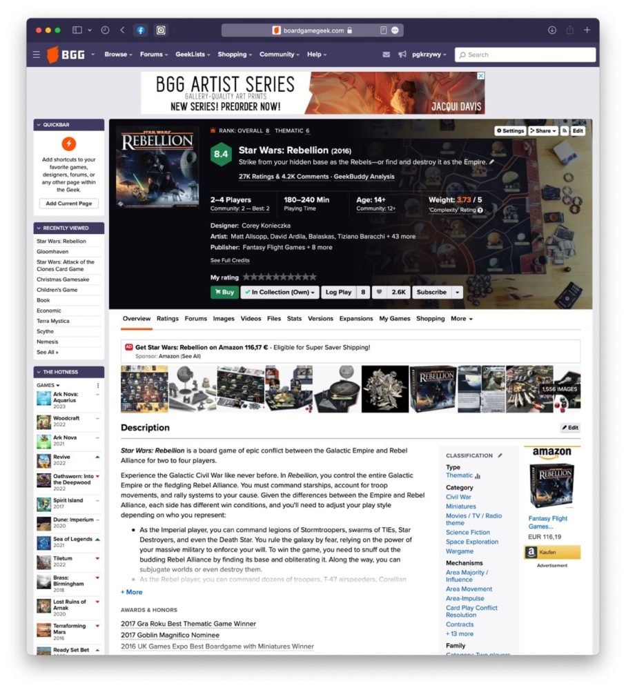Strona gry planszowej na portalu Board Game Geek na przykładzie Star Wars Rebelia class="wp-image-2327349"
