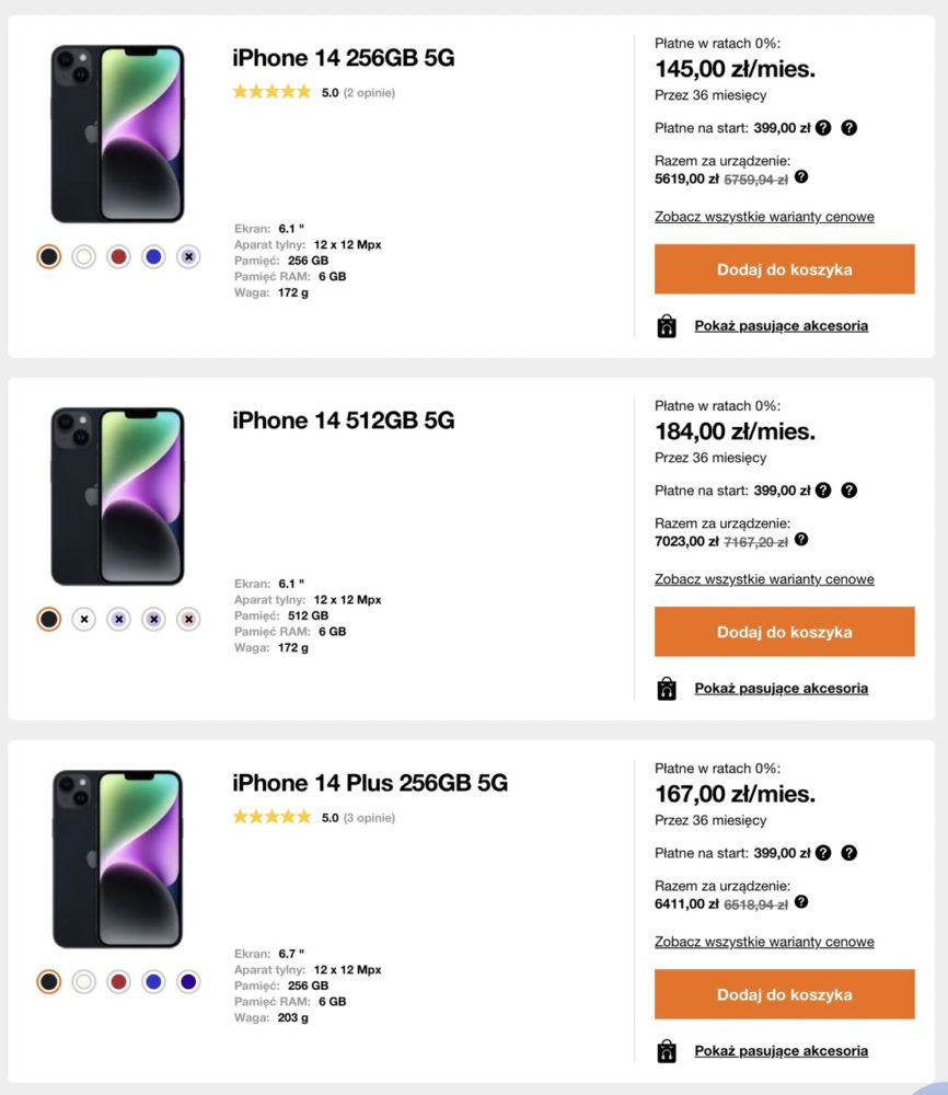 orange promocja iphone 14 plus lista
