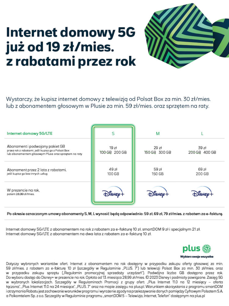 plus na abonament 2023 cennik 4 internet domowy