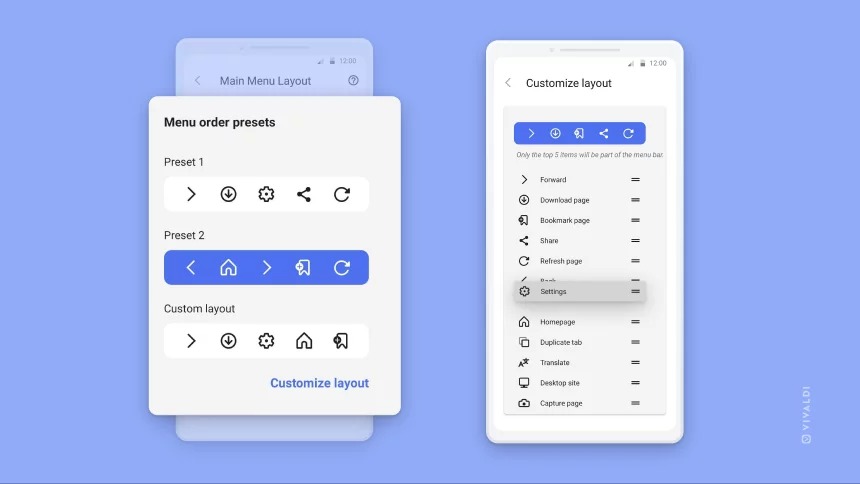 Vivaldi 6.0 personalizacja menu dolnego