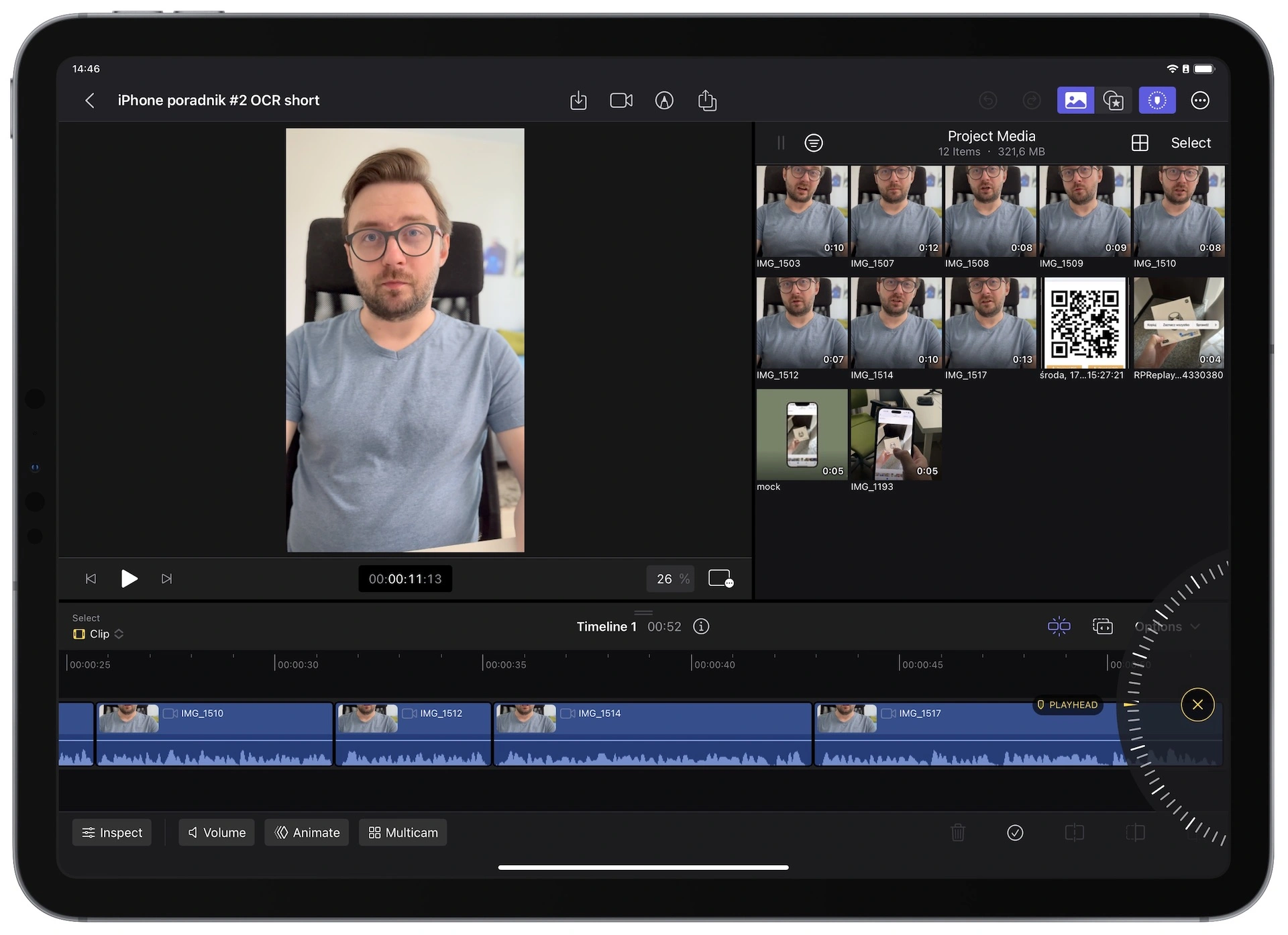 Final Cut Pro for iPad - wirtualne pokrętło Jog Wheel 