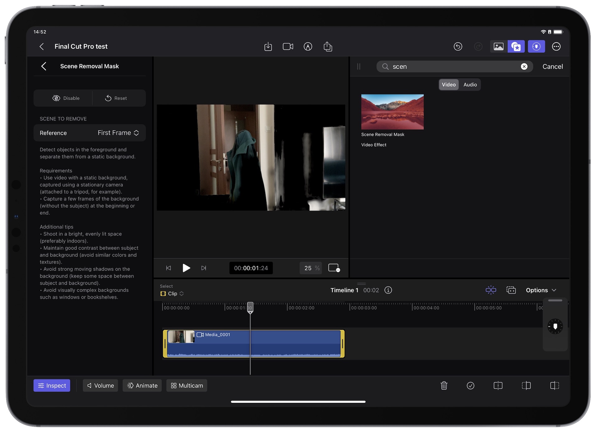 Final Cut Pro for iPad - Scene Removal Mask