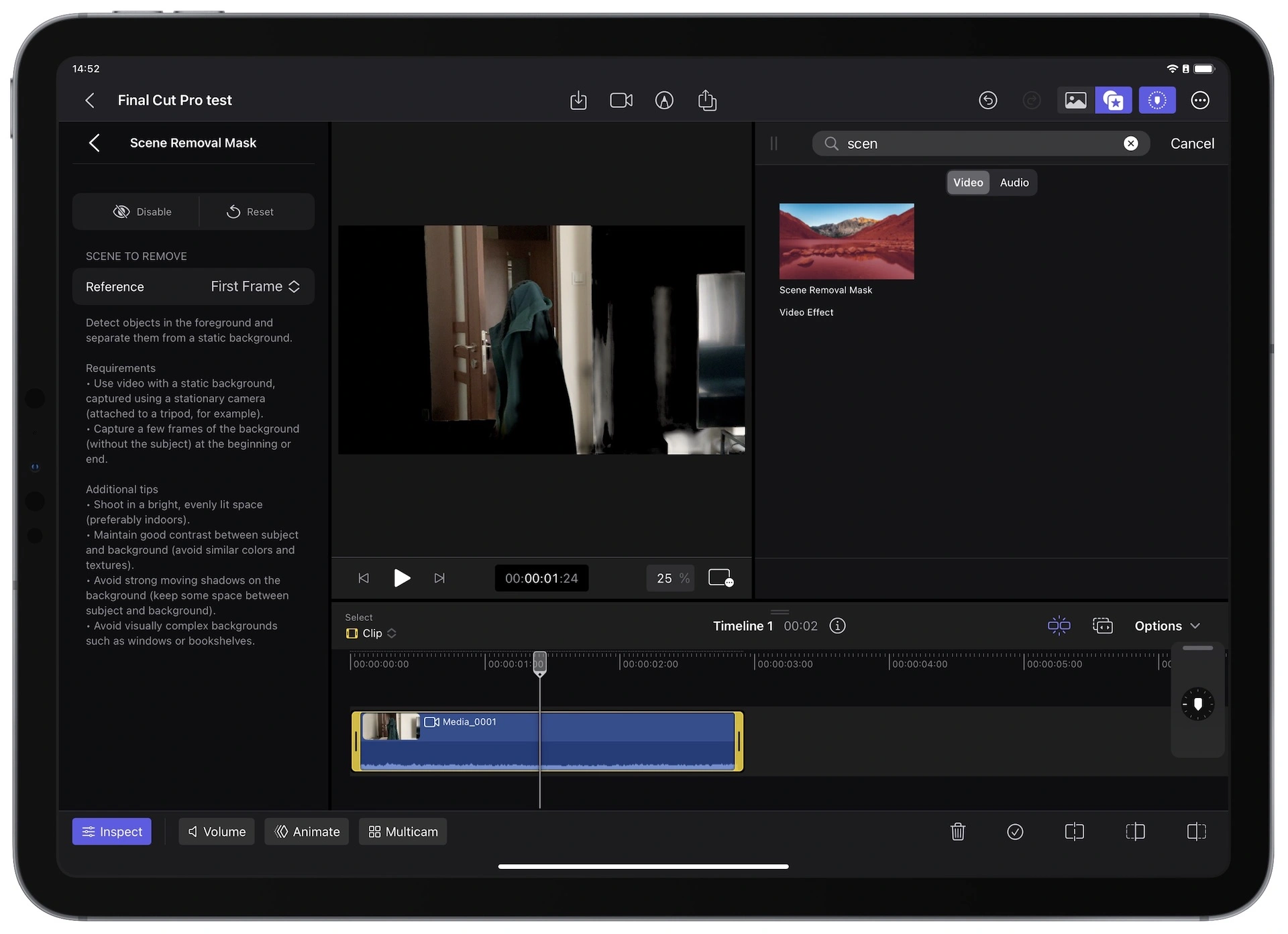 Final Cut Pro for iPad - Scene Removal Mask 