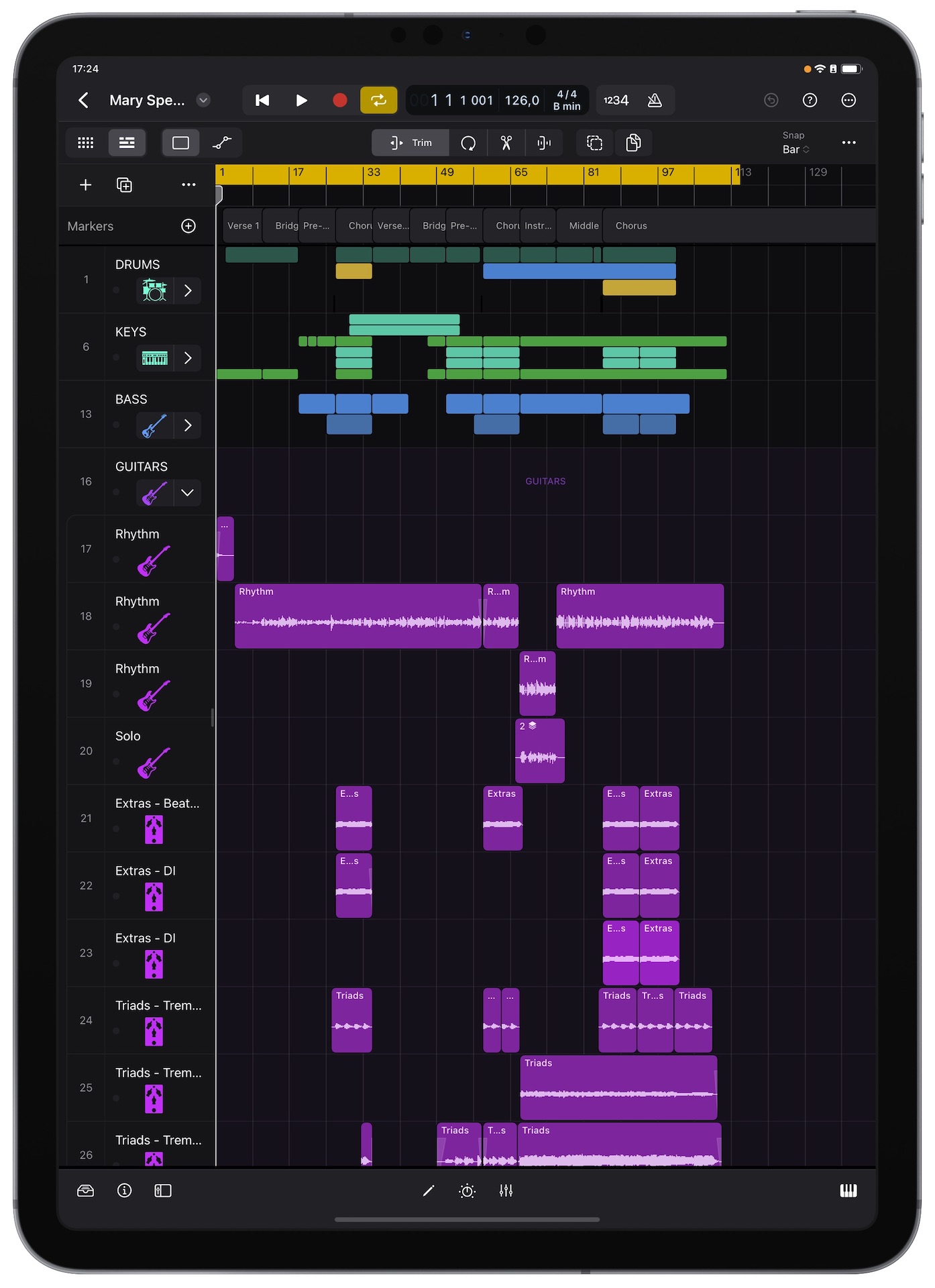 Logic Pro for iPad, tryb pionowy