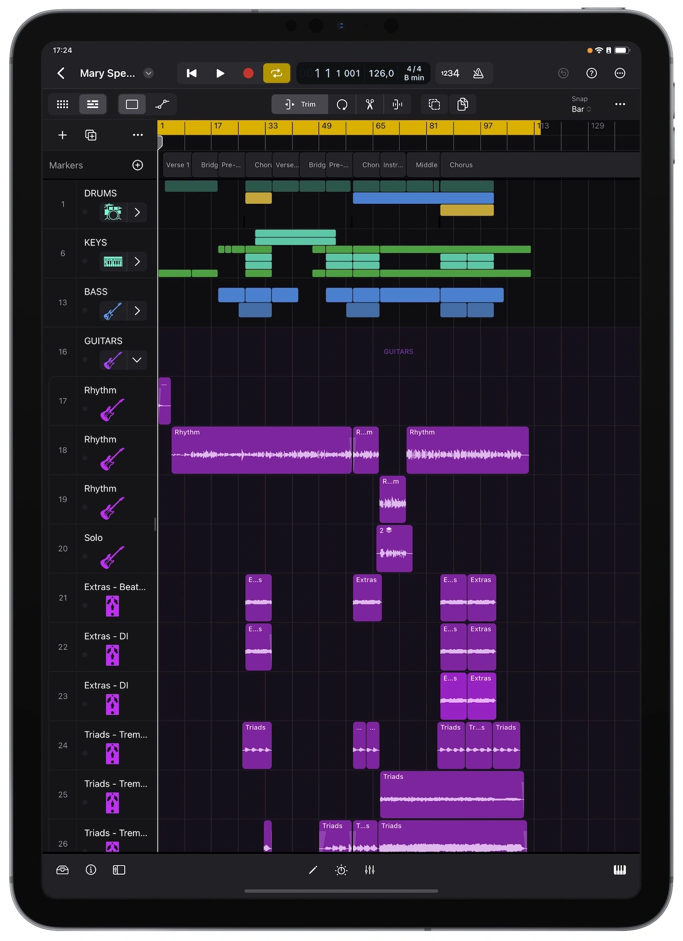 Logic Pro for iPad, tryb pionowy