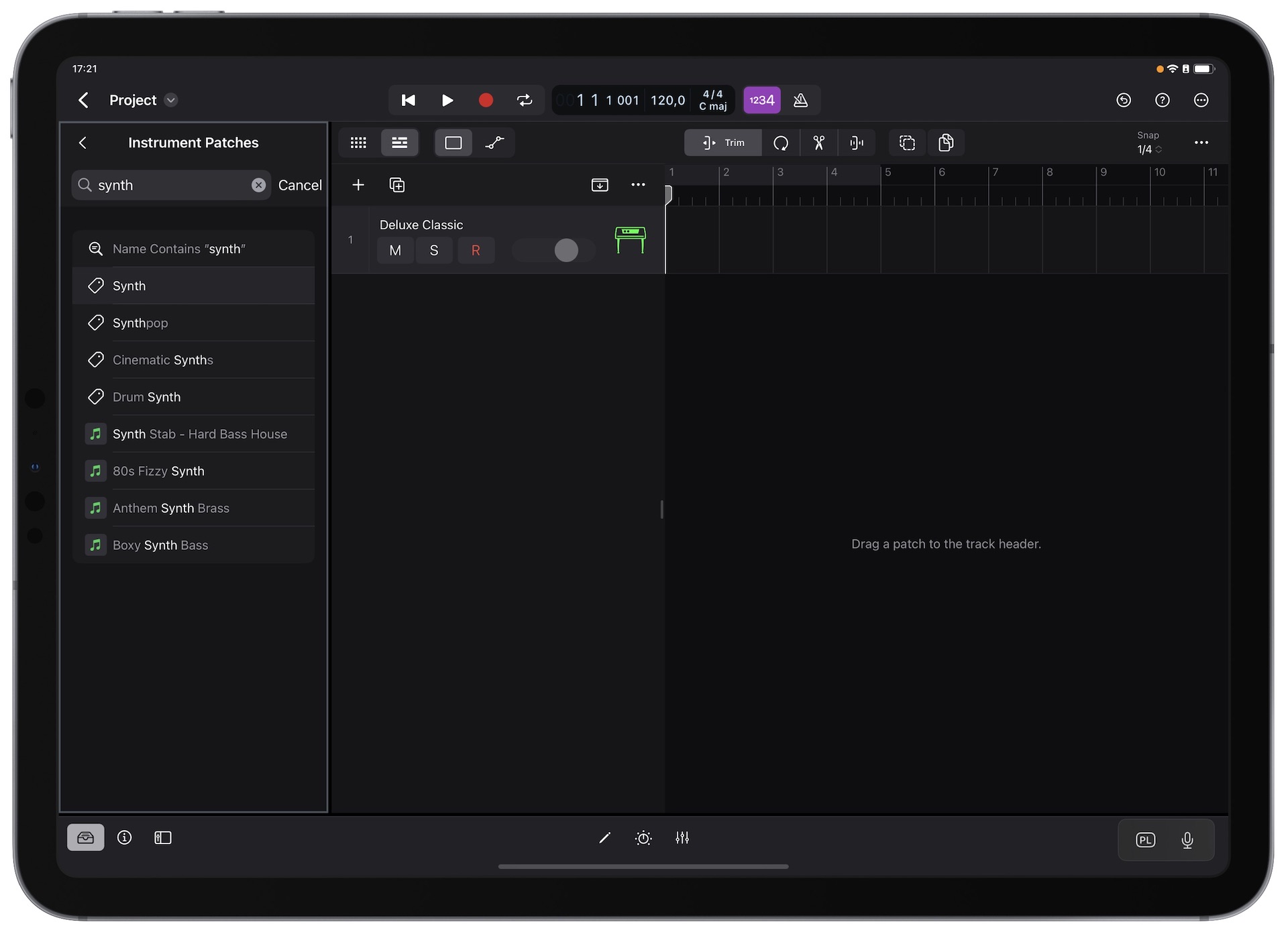 Logic Pro for iPad - wyszukiwarka