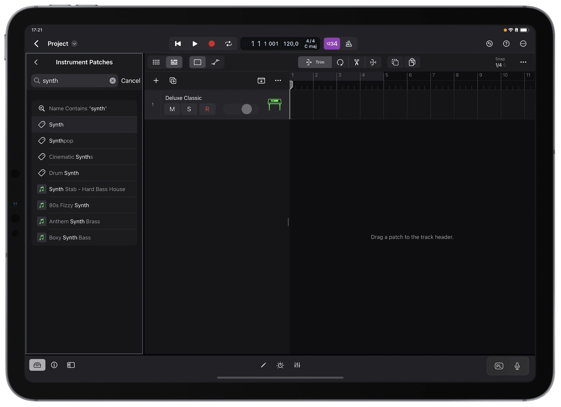Logic Pro for iPad - wyszukiwarka