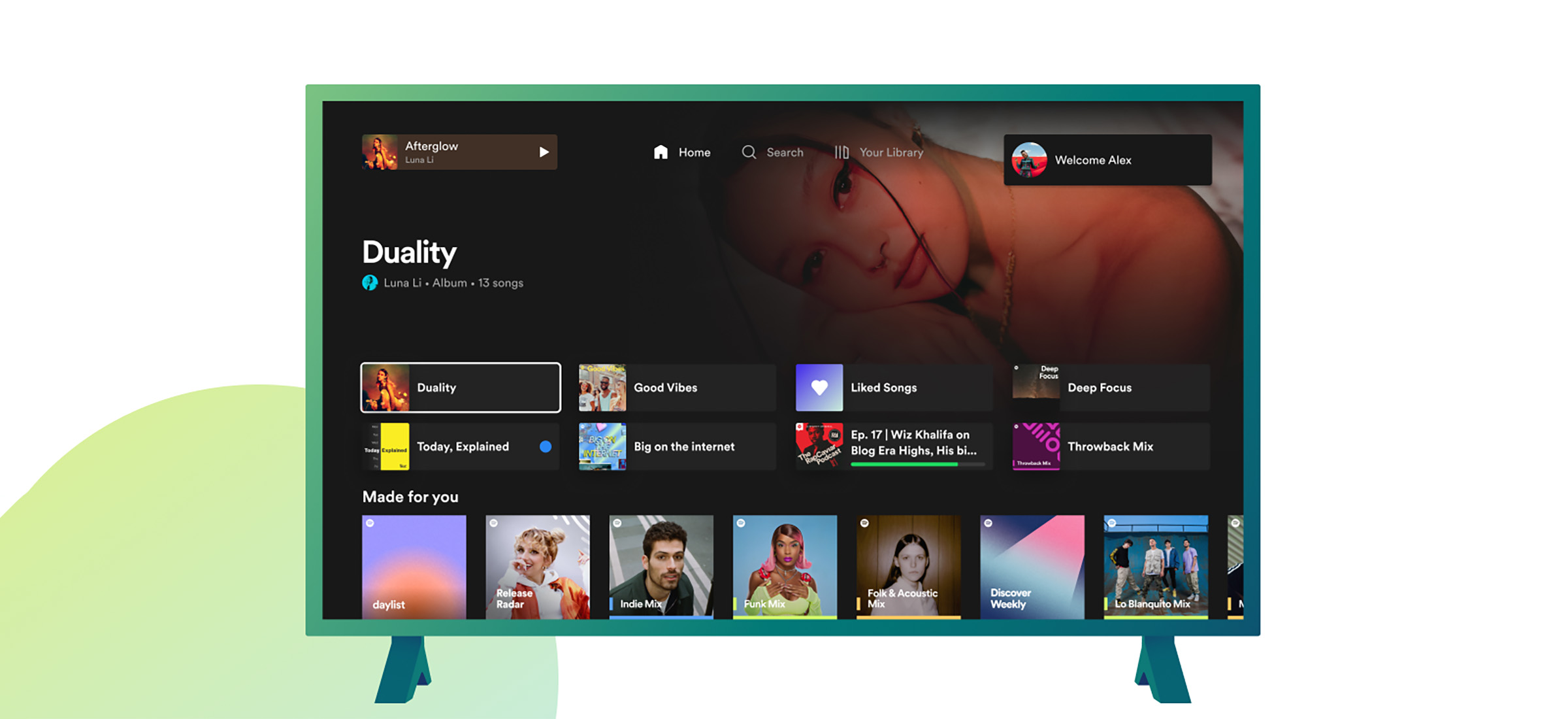Spotify telewizor wygląd