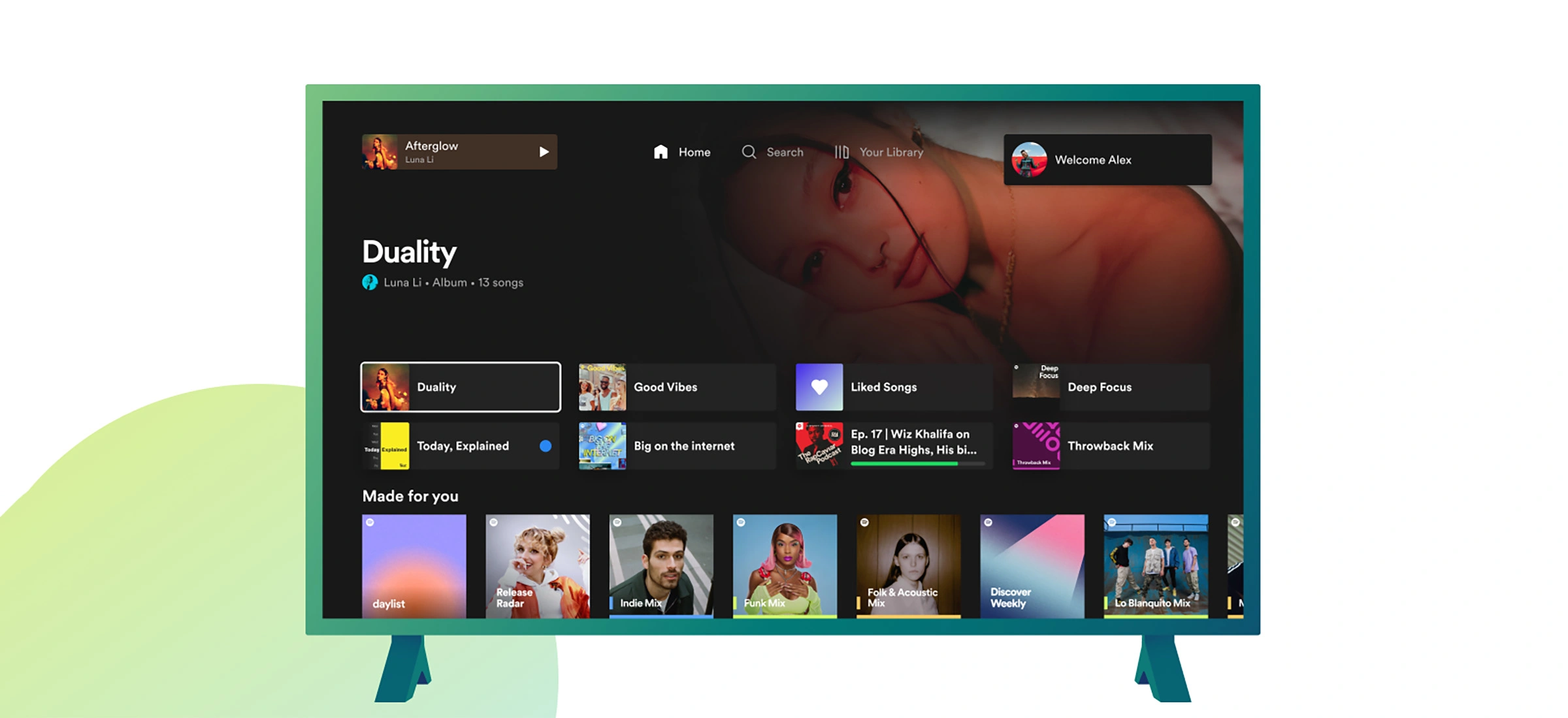 Spotify telewizor wygląd