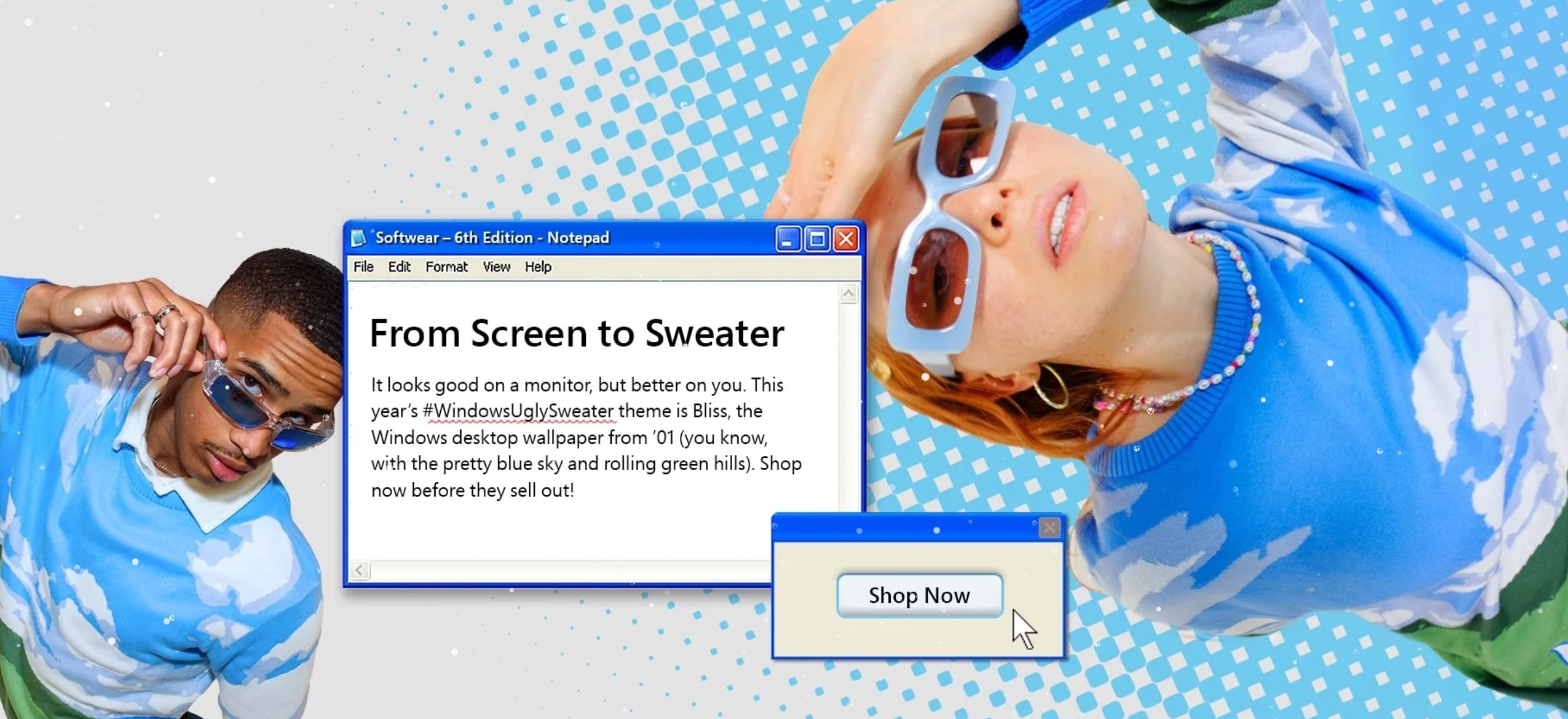 Microsoft wrzucił kultową tapetę na świąteczny sweter. Teraz możesz go kupić